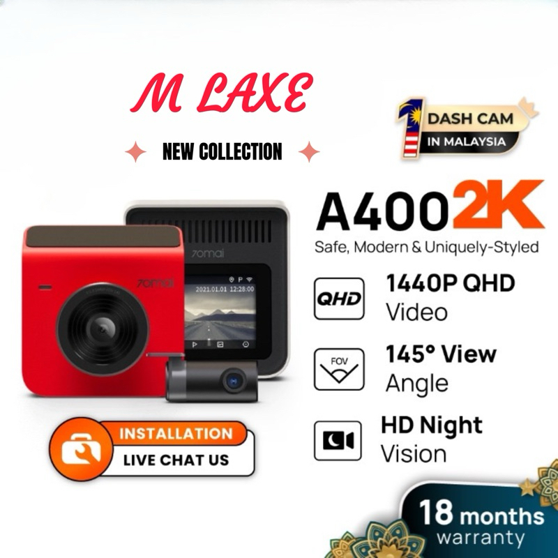 70mai A400+Rear Car Recorder Night Vision Rear Dash Cam QHD 1440P