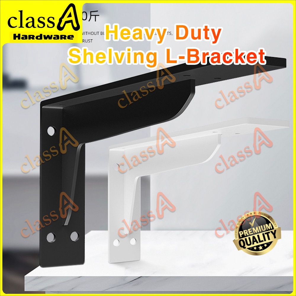 ClassAHW Heavy Duty Wall Shelf L Bracket Wall Mount Support Bookcase Shelving Rack Plywood Timber Wood Pendakap Besi