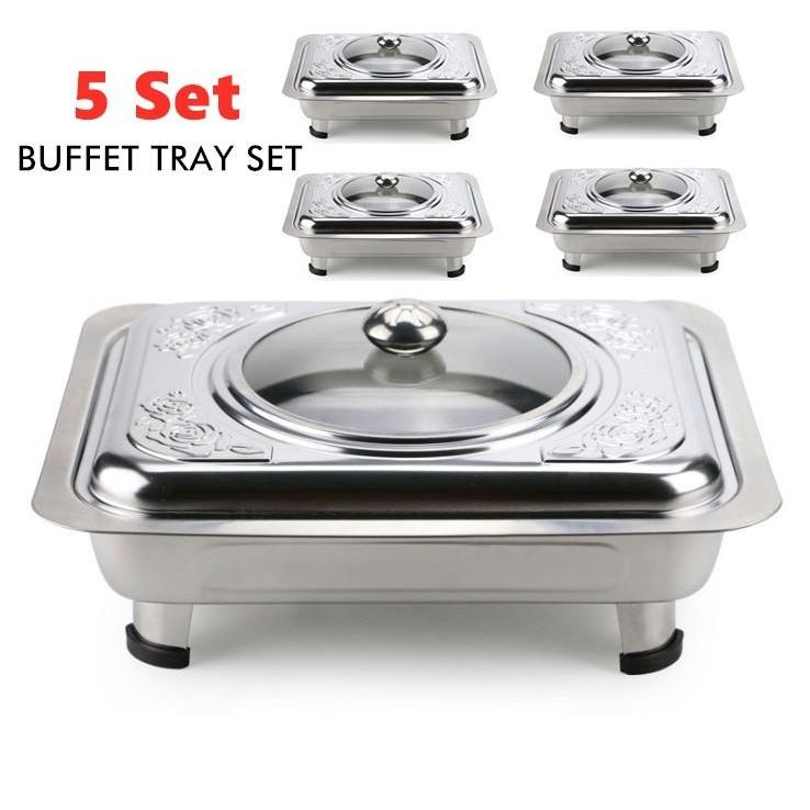 5 Set 34x28 BUFFET EMBOSSED /BUFFET TRAY SET / BUFFET FOOD TRAY / SERVING TRAY /FOOD PAN KENDURI SET / CATERING TRAY