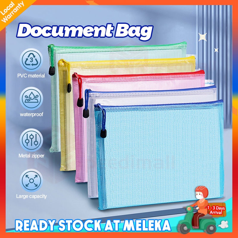 A4 Zipper Mesh Bag / Waterproof File Document Bag / A4 Transparent File Zip Bag Portable Bag Office School Supplies 文件袋