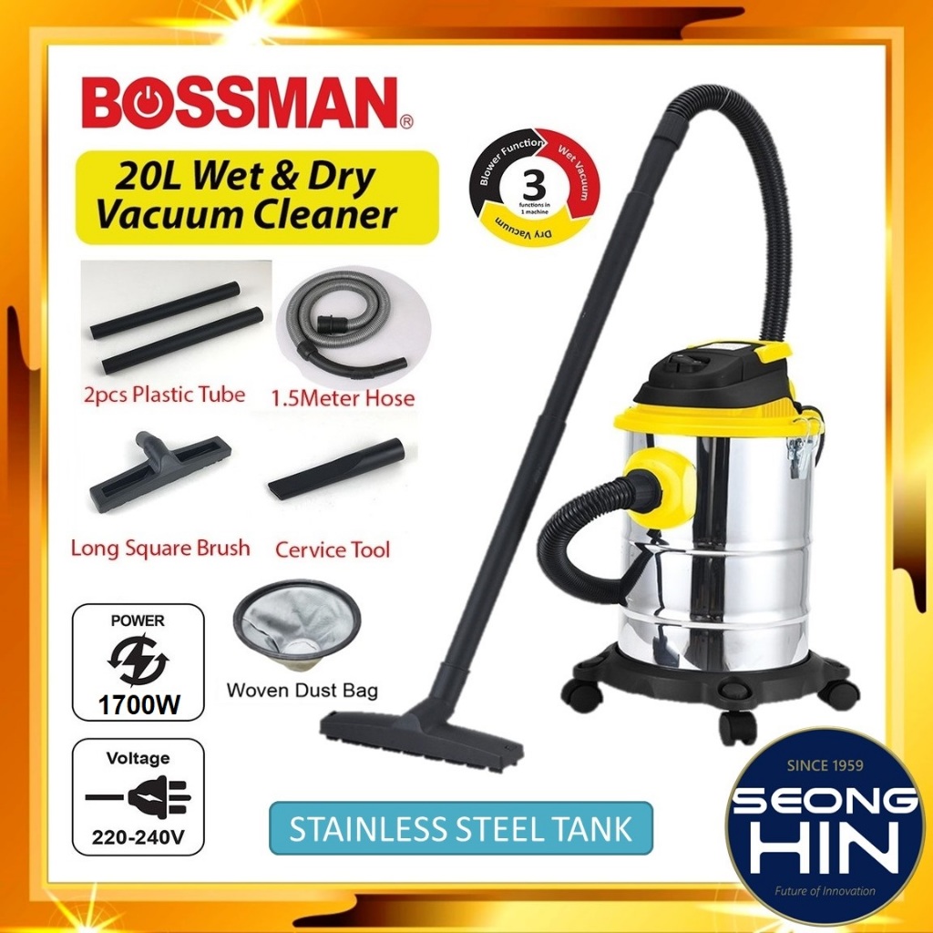 BOSSMAN 1700w Stainless Steel Industrial Wet & Dry Heavy Duty Vacuum Cleaner BSV20