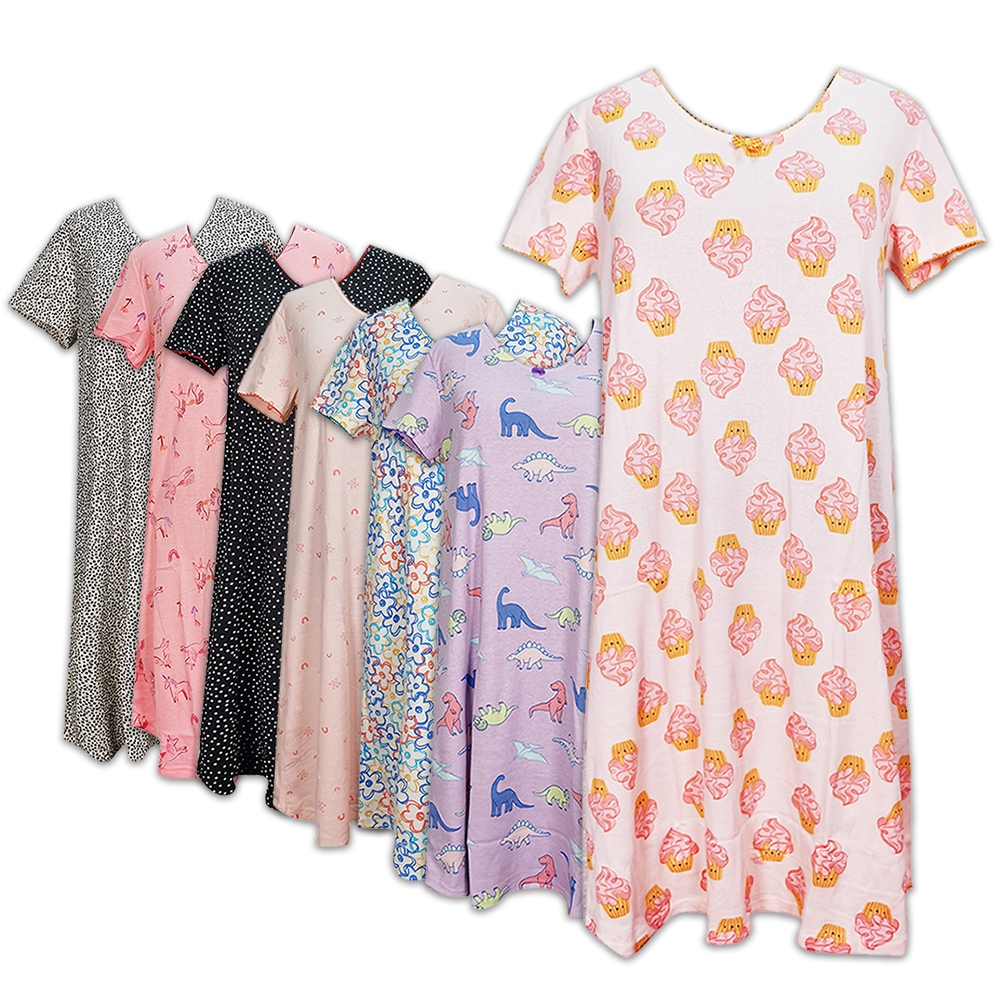 Jenni Women Cotton Pajamas Sleep Dress Maternity Sleepwear Baju Tidur Dress Wanita Panjang Mengandung 孕妇睡衣
