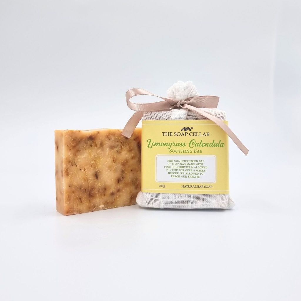 LEMONGRASS CALENDULA HANDMADE SOOTHING NATURAL SOAP BAR - THE SOAP CELLAR