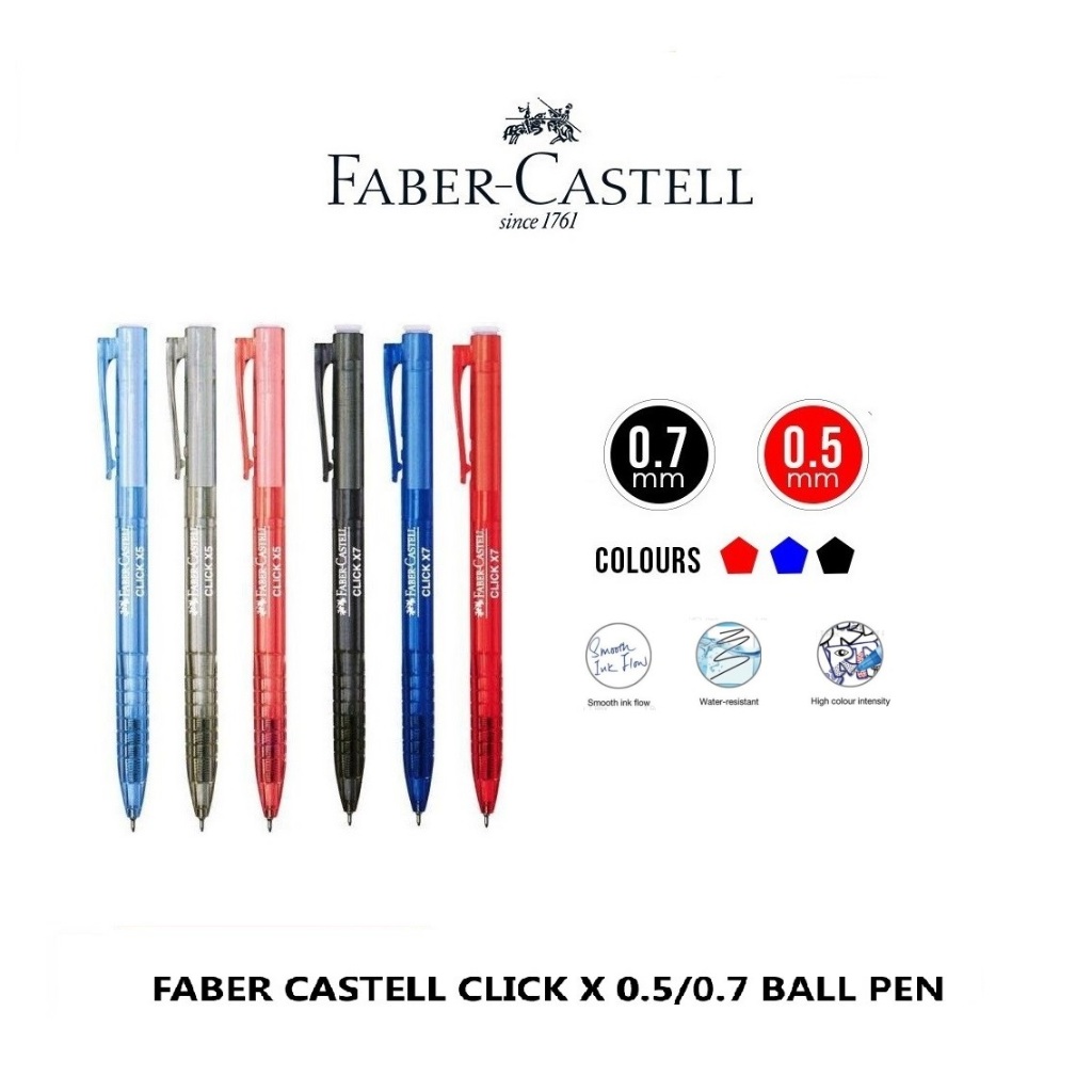 Faber Castell Click X Ball Pen Click X5 0.5mm 1425 / Click X7 0.7mm 1422 (1pc)