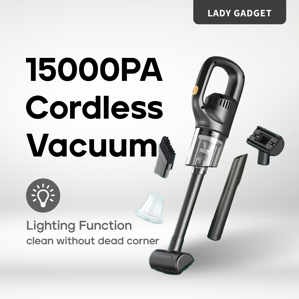 15000PA Cordless Vacuum Cleaner Car Vacuum Cleaner Portable Rechargeable Wireless Wet/Dry Mini Handheld Vacuum Kereta