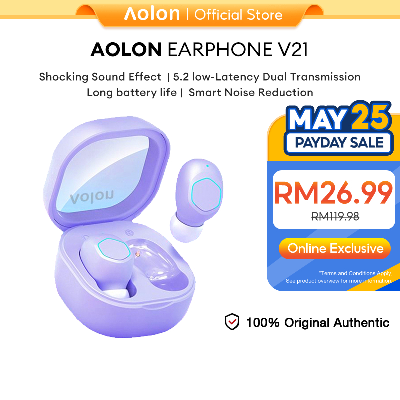 Aolon V21 TWS Bluetooth Earphone Sport Wireless Headphone With Mic BT 5.2 HiFi Stereo Earbuds Muisc Headset Baseus WM02