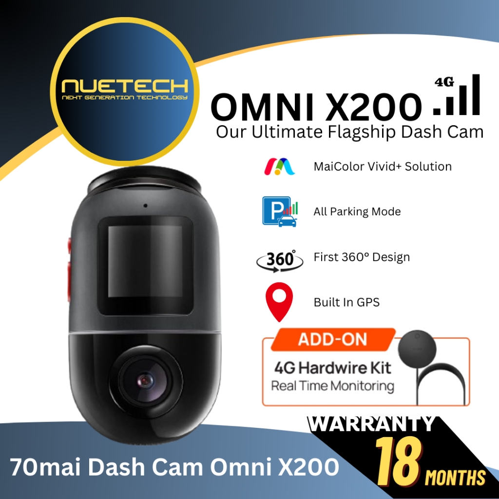 [Ready Stock] 70mai Omni 360° Dash Cam X200 with 4G GPS AI Parking Surveillance