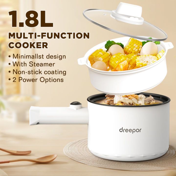 2.0L Multifunctional Cooker Electric Rice Cooker Hot Pot With Steam Tray Non Stick Ceramic Frying Pan Kitchen