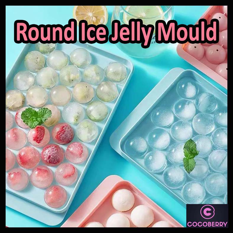 Ice Cube Fruit Jelly Round Ice Ball 33 Grids Ice Jelly Mold Maker Tray Bekas Jelly Ball Acuan Ais Buah-buahan