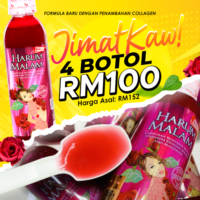COMBO 4 BOTOL JUS HARUM MALAM EXTRA COLLAGEN /PERAPAT MANJAKANI KACIP FATIMAH/ANTI-AGEING
