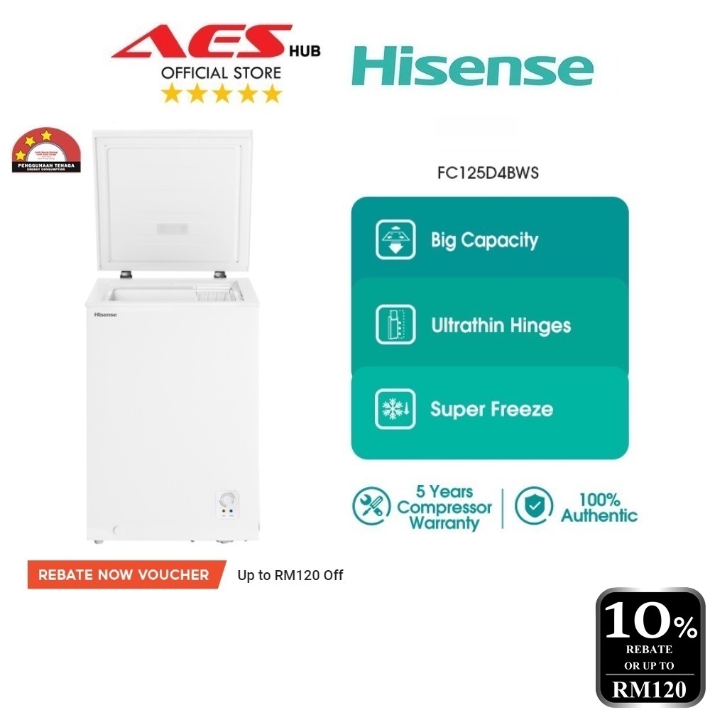 Hisense Chest Freezer 128L Peti Freezer Murah Deep Freezer Mini Peti Sejuk Beku Frezer Freezer Storage 冷藏箱 FC128D4BWPS