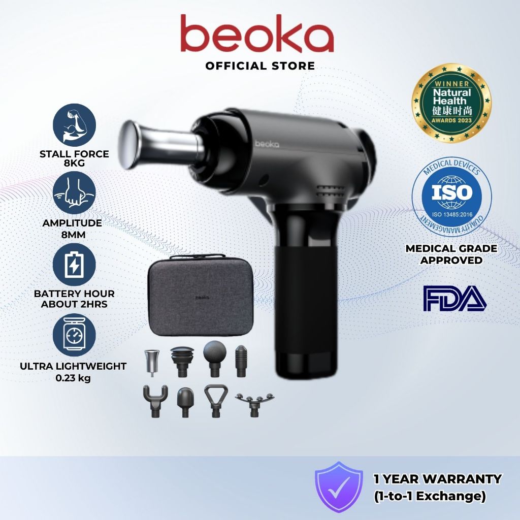 Beoka Professional TiPro Max Fascial Massage Gun Mesin Urut 按摩枪 | 13kg Stall Force, ≤60dB, Type-C