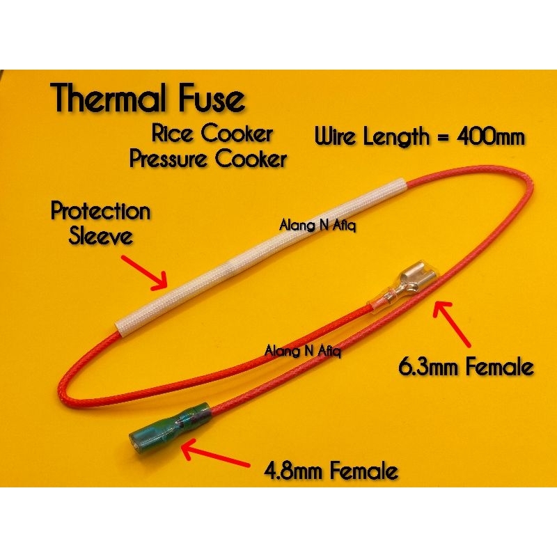 Thermal Fuse Rice Cooker Pressure Cooker 142°c 10A 250V 400mm Wire Length