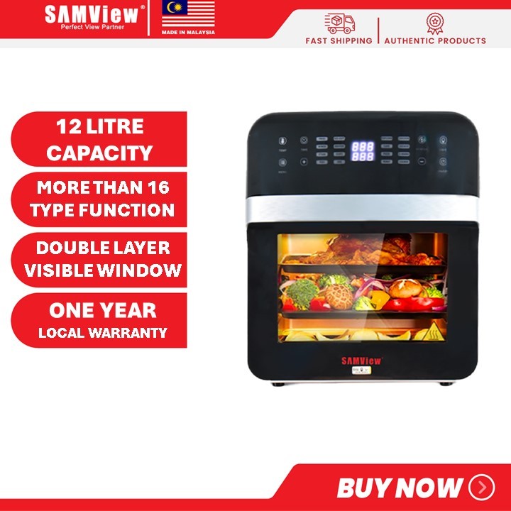 SAMView Air Fryer Oven With 360° Rotisserie Rotation AF513T And Digital Touch Screen Display w/ST Approval (12L)