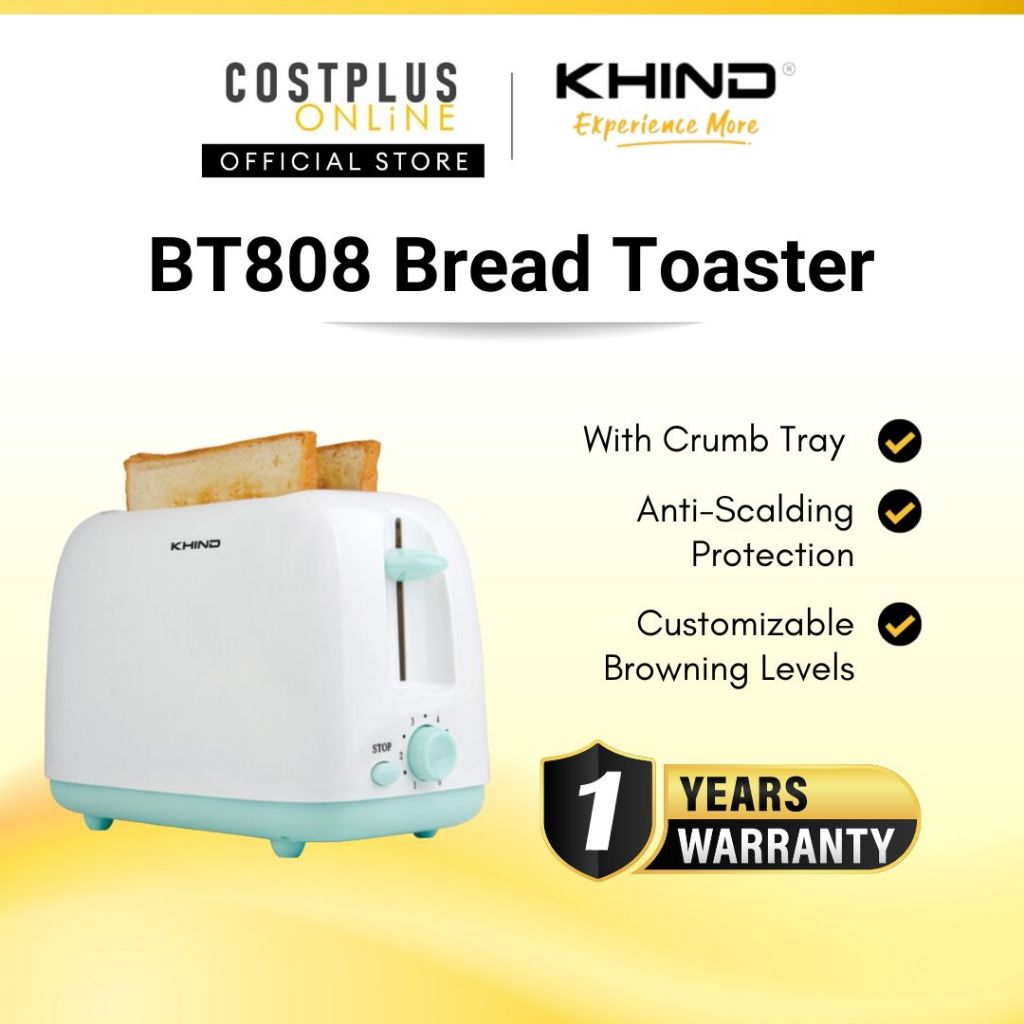 (Bubblewrap) Khind Bread Toaster with Anti-Dust Cover Sandwich Maker Sandwich Toaster BT808 Midori Pembakar Roti 烤面包机