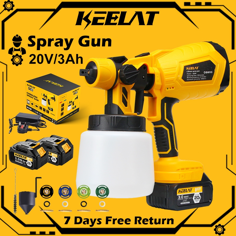 KEELAT 20V 3Ah Cordless Electric Spray Gun Woodworking Paint Sprayer Household Disinfection Spray Gun Battery MT