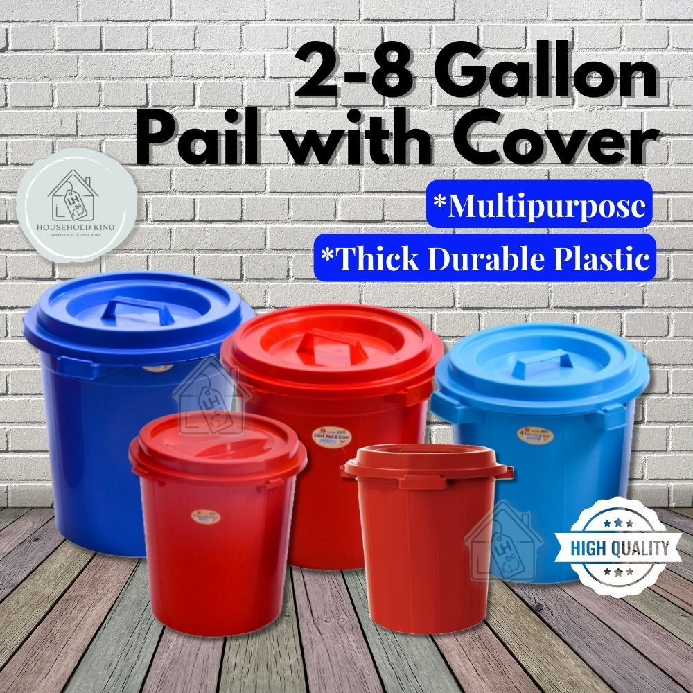 [2-8Gallon] Pail with Cover/ Tong Air/ Baldi/ Timba/ Plastic Pail/ Bucket