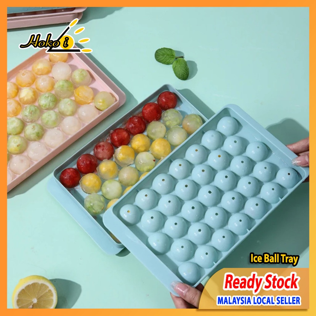 Round Ice Cube Tray Ice Ball Mold Fruit Ice Mould Jelly Maker Cocktail Whiskey Ice Acuan Ais Kiub Bulat Buah 球型冰格造冰盒