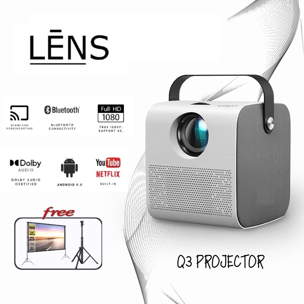 ❗❕FREESTAND&SCREEN ❕❗Q3 Projector 4K UHD Resolution Built-in Android IOS Portable Mini Quality Projector 4k UHD