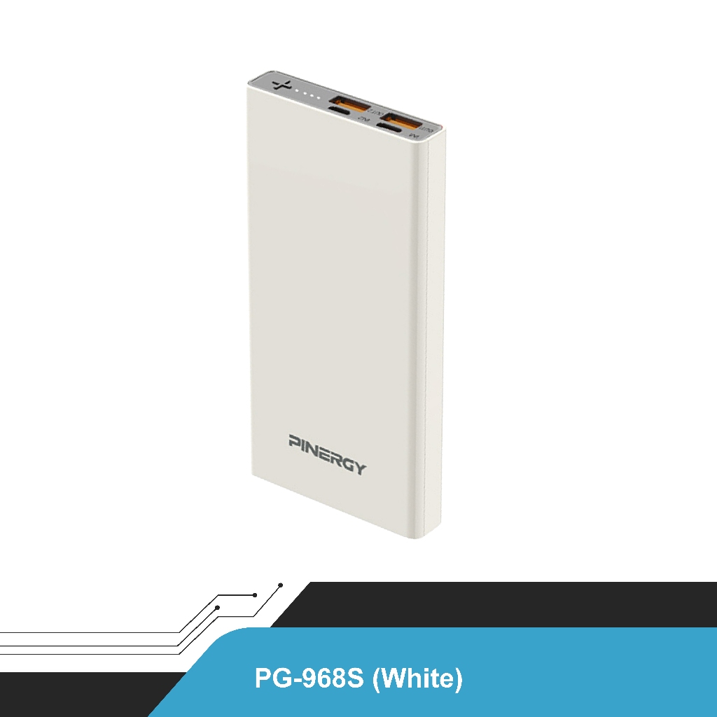 PINERGY 10,000mAh with 4 LED Indicators Battery Display Macaron Colors Power Bank PG-968S/PG-968V