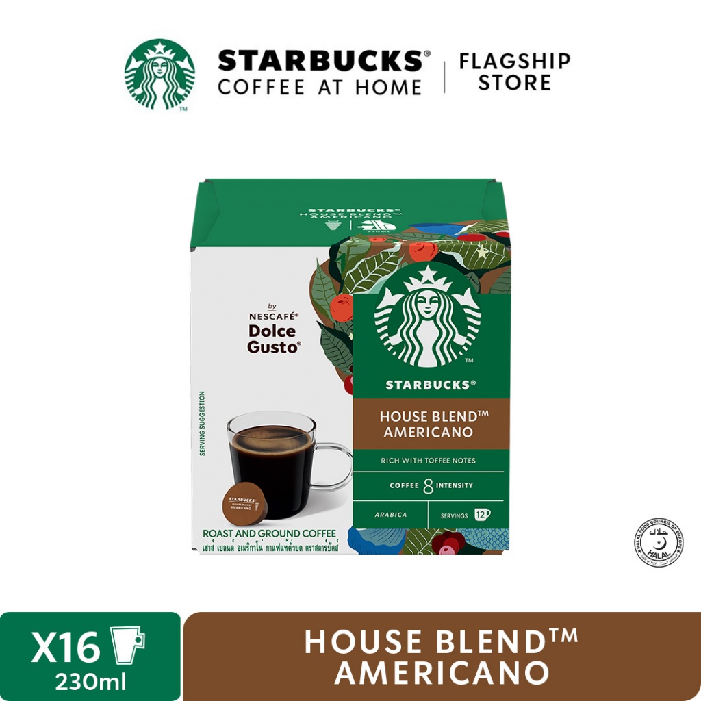 STARBUCKS House Blend by NESCAFE Dolce Gusto Medium Roast Coffee Capsules, 12 Servings [Packaging may be vary]