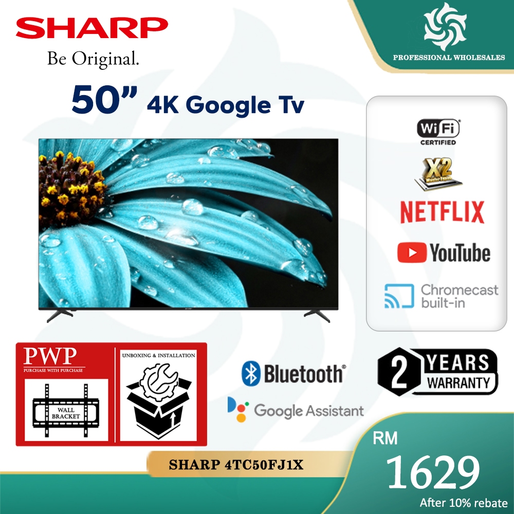 【LOWEST PRICE】Sharp 50" & 55INCH 4K UHD 4TC50FJ1X 4TC55FJ1X Google TV YouTube Netflix Google Assistant smart tv