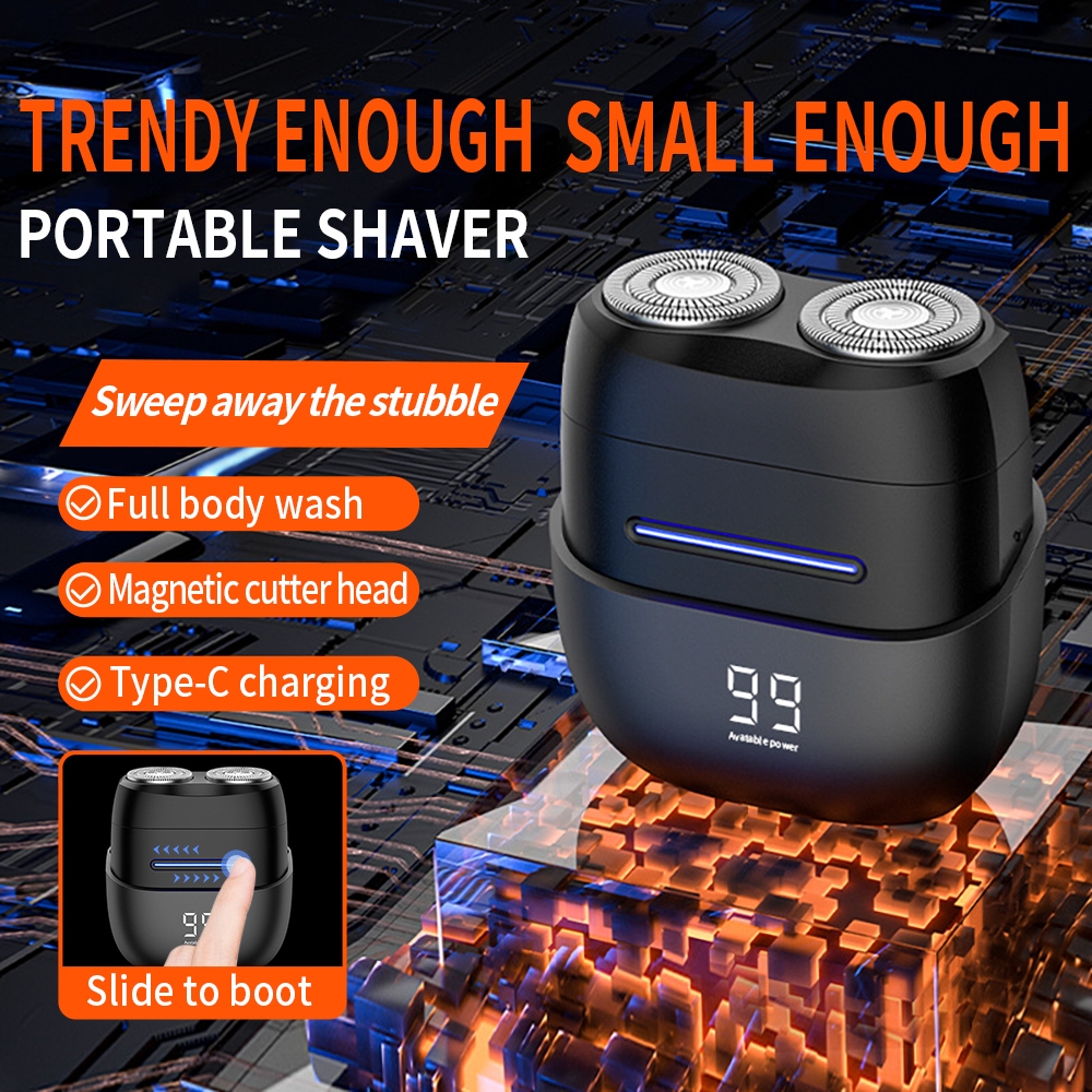 Mini Electric Shaver 2 Floating Head Portable Shaver Machine Magnetic Cutter Head Full Body Wash Shaver Man 剃须刀