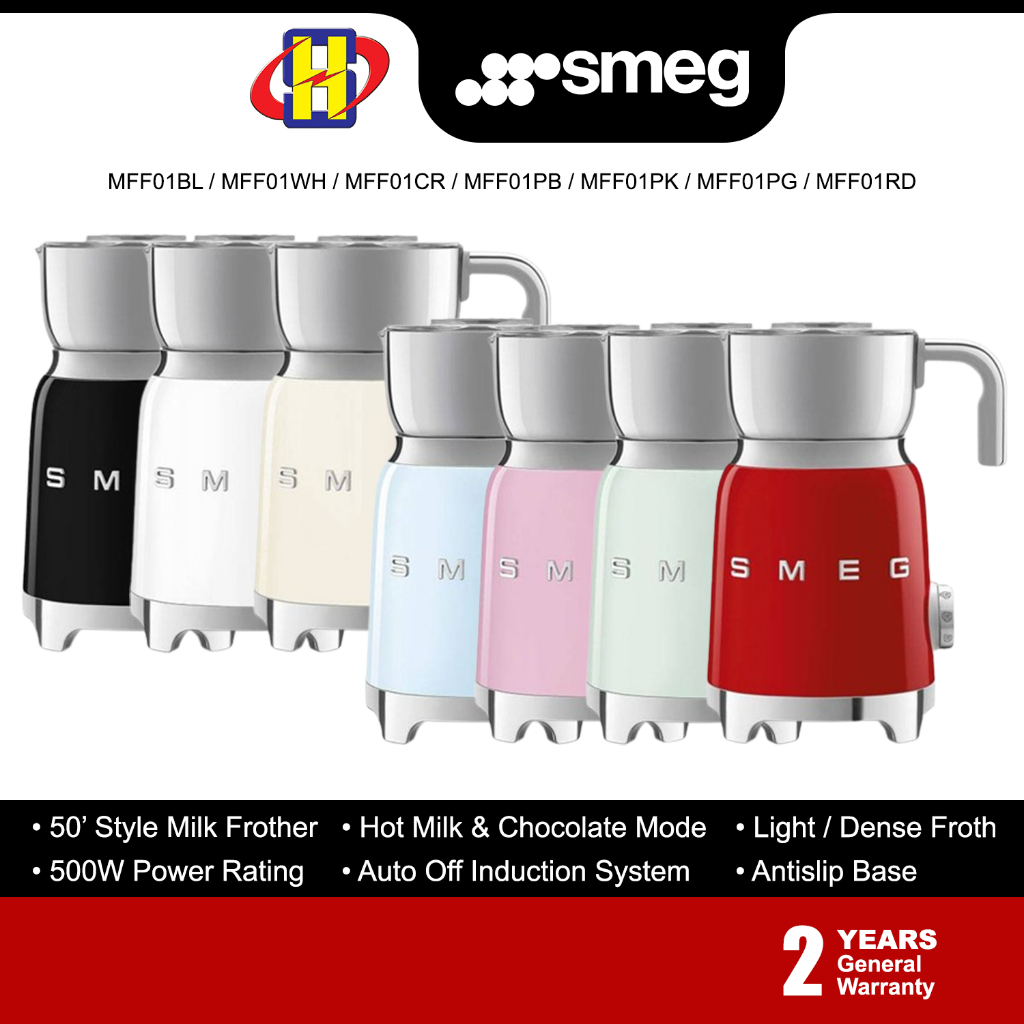 Smeg Milk Frother (500W) S.Steel MFF01BL / MFF01WH / MFF01CR / MFF01PB / MFF01PK / MFF01PG / MFF01RD