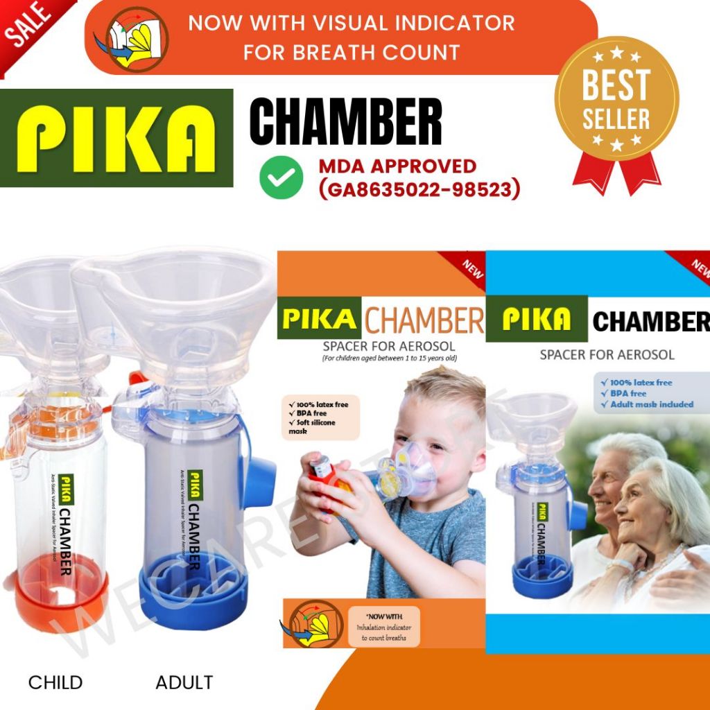 【KKM LULUS】 PIKA CHAMBER INHALER SPACER MDI CHILDREN & ADULT MASK ASTHMA AEROCHAMBER SPACER VALVE