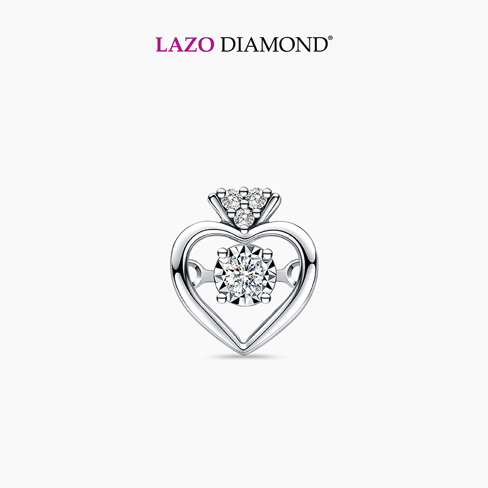 LAZO DIAMOND Love BB Ring Dancing Diamond Pendant in 9k White Gold