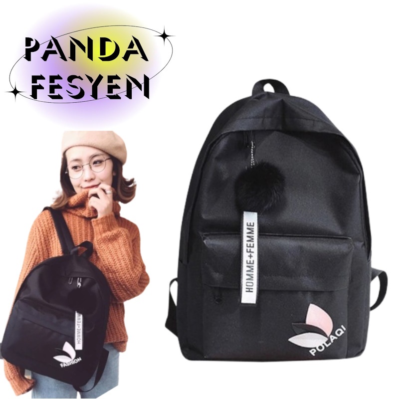 PANDA FESYEN School Bag Casual Backpack Travel Bag Pack Beg Sekolah Perempuan Wanita Remaja Fashion Beg Simple Trendy