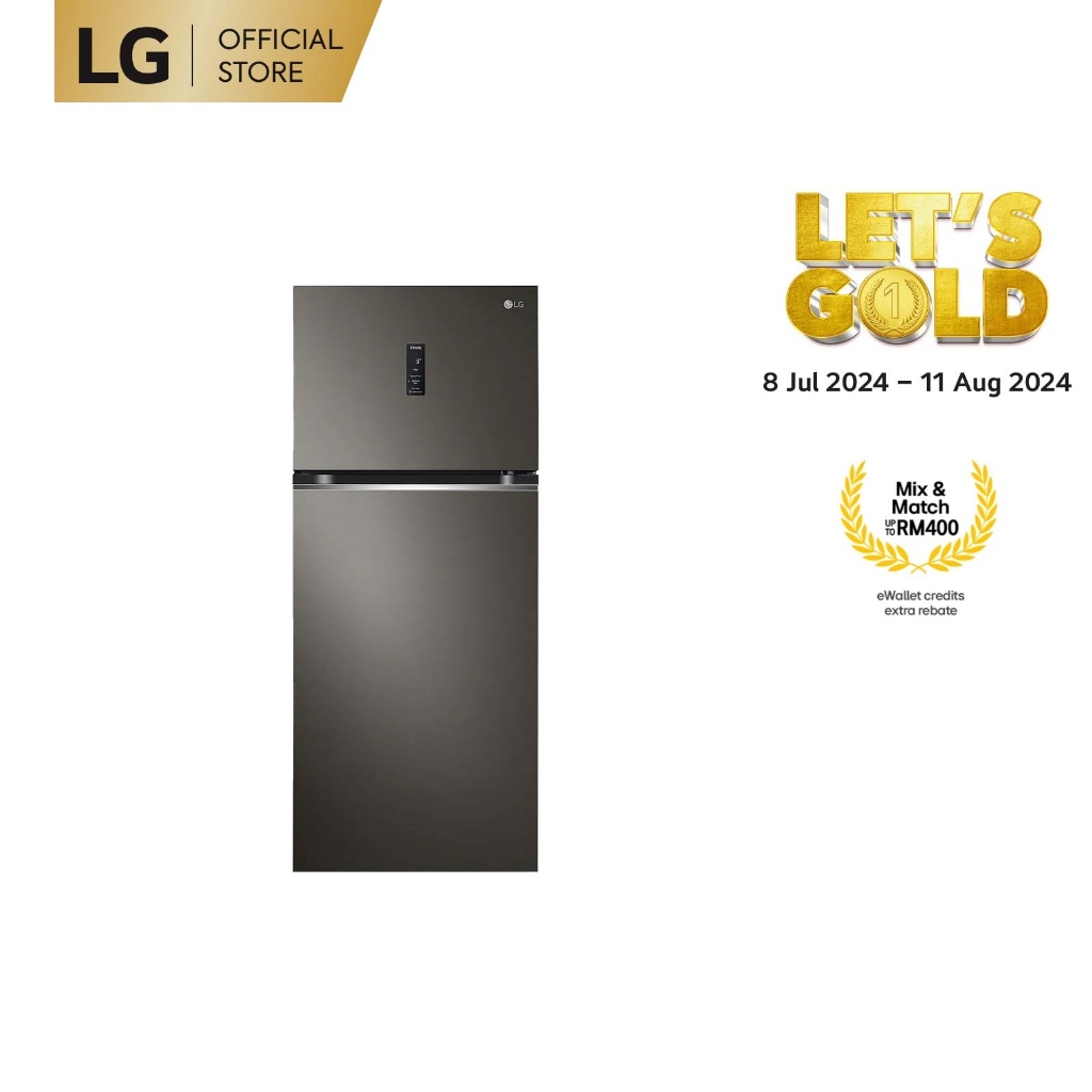 LG 410L 2 Door Top Freezer Refrigerator GN-B372PXBK with Door Cooling+ Hygiene Fresh+