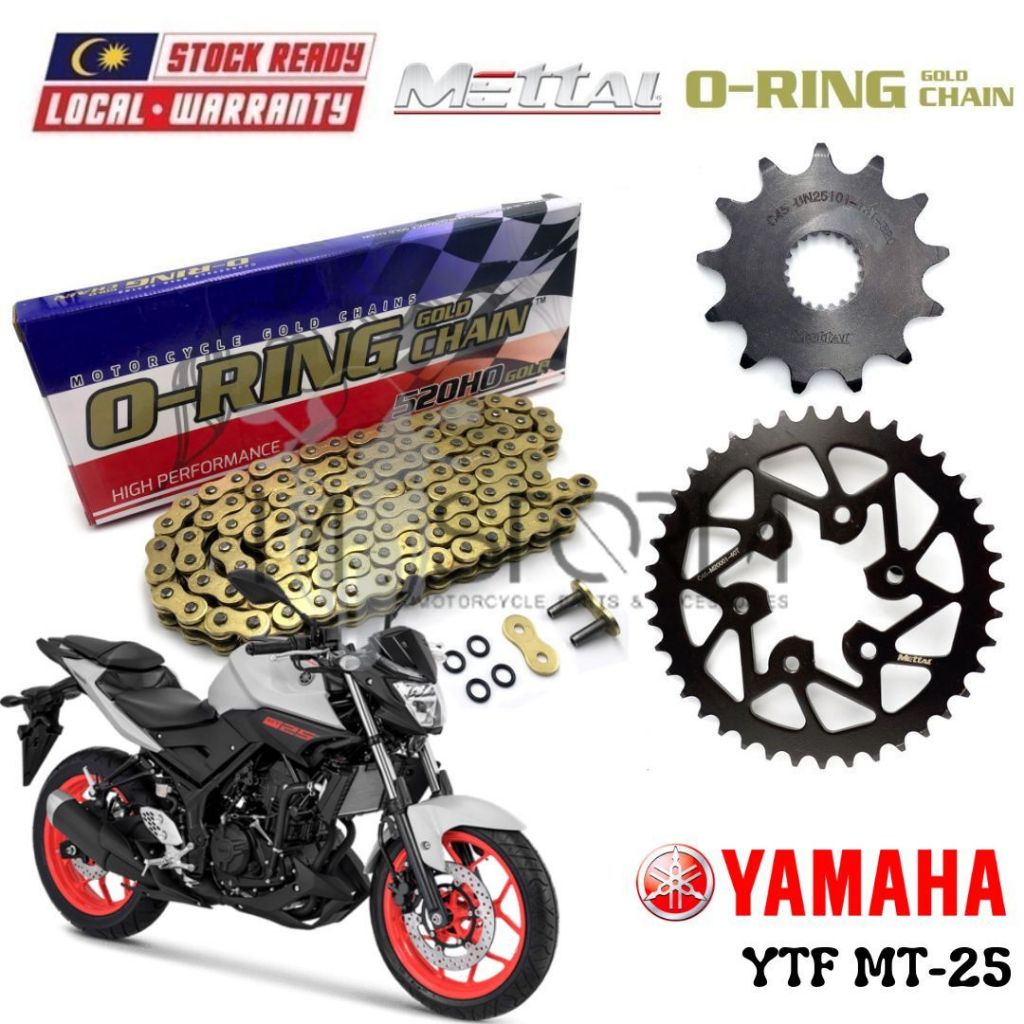 YAMAHA YZF R25 / R3 / MT25 Full Set O-RING Gold Chain 520HO Mettal Sprocket Kit Sprocket Sets