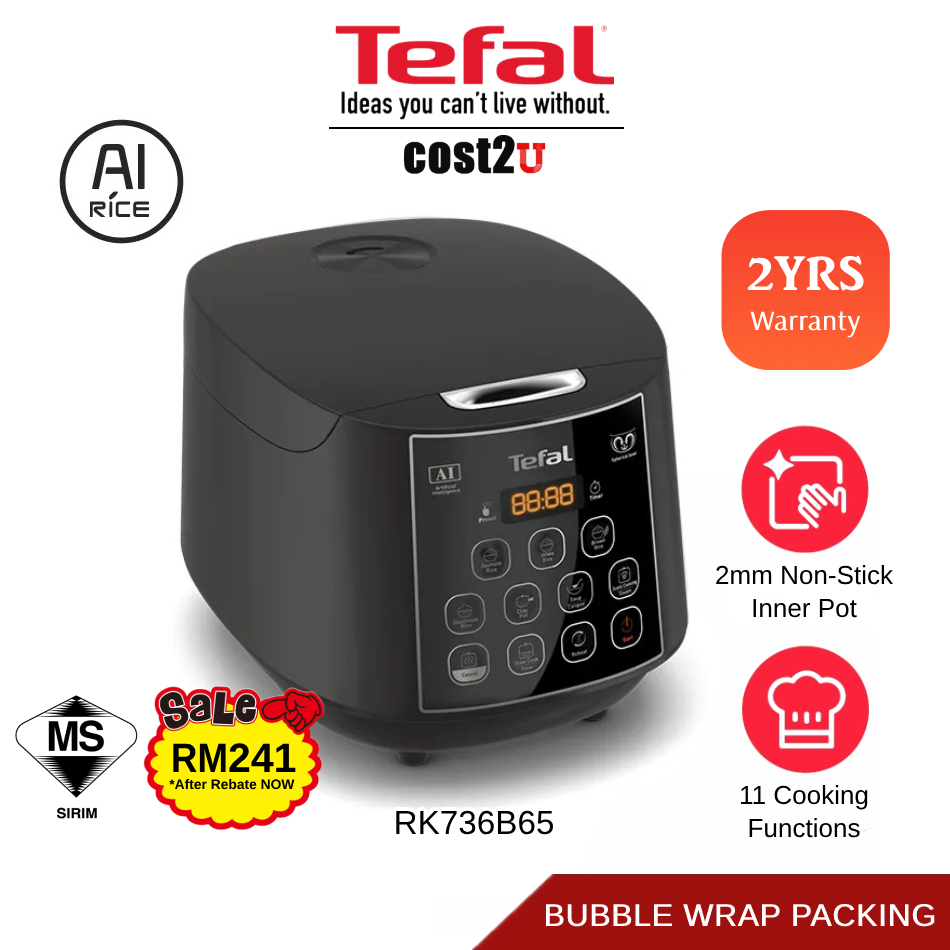 Tefal 1.8L RK736B Easy Plus AI Smart Rice Cooker | RK736B65 Slow Cooker Multi Cooker Baby Porridge Cooker Periuk Nasi