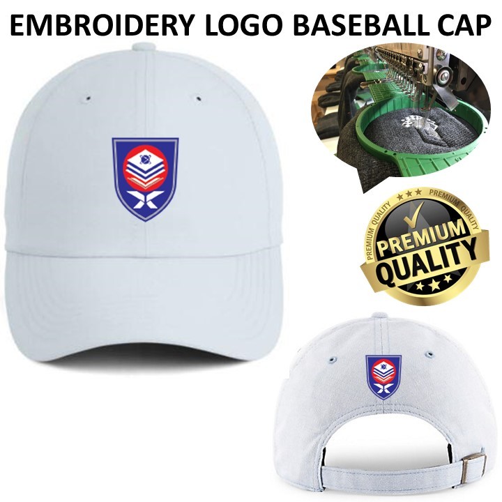 EMBROIDERY SULAM UTHM UNIVERSITI TUN HUSSIEN ONN MALAYSIA 100% POLYESTER WHITE ADJUSTABLE BASEBALL CAP