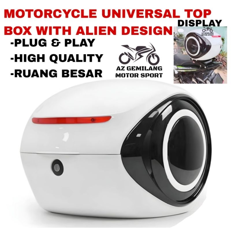MOTORCYCLE UNIVERSAL TOP BOX TOPBOX WITH ALIEN DESIG KOTA MOTOSIKAL PETI MODIFIED MODIFY ACCESSORIES ACCESSORY AKSESORI