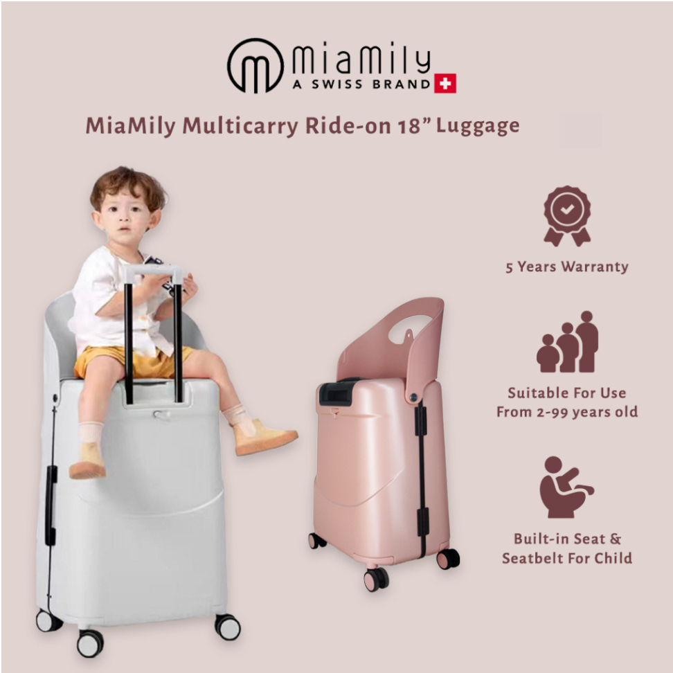 MiaMily x Multicarry 18" Carry On Luggage with Built-in Seat for Children & Adults| Luggage Kids| Travel | Suitcase