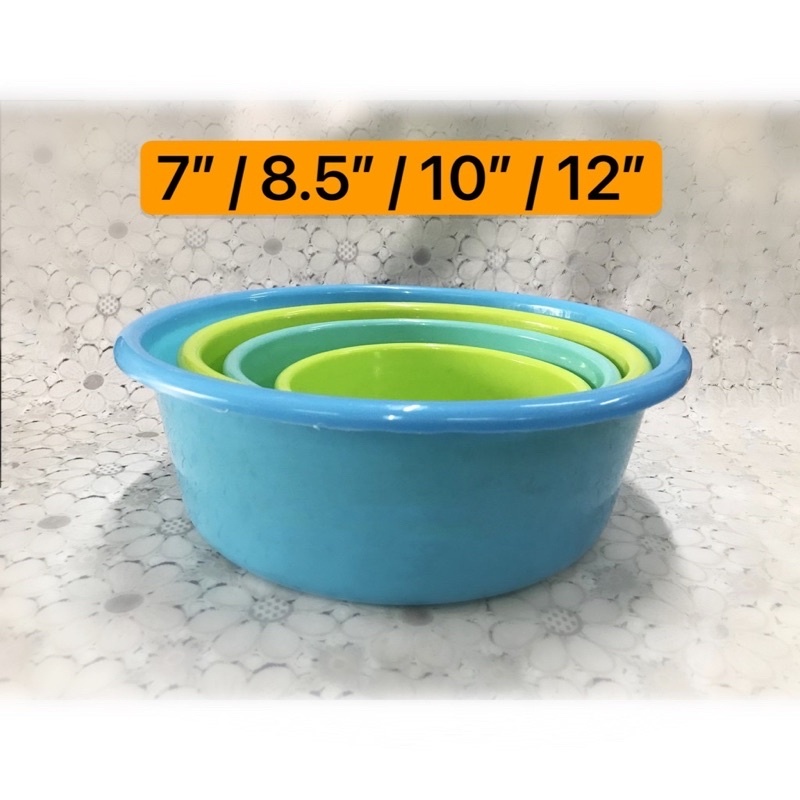 BESTWARE Round Plastic Wash Basin / 7”/8.5”/10”/12” / Basin Plastik / Basin Cuci Sayur Buah Buahan