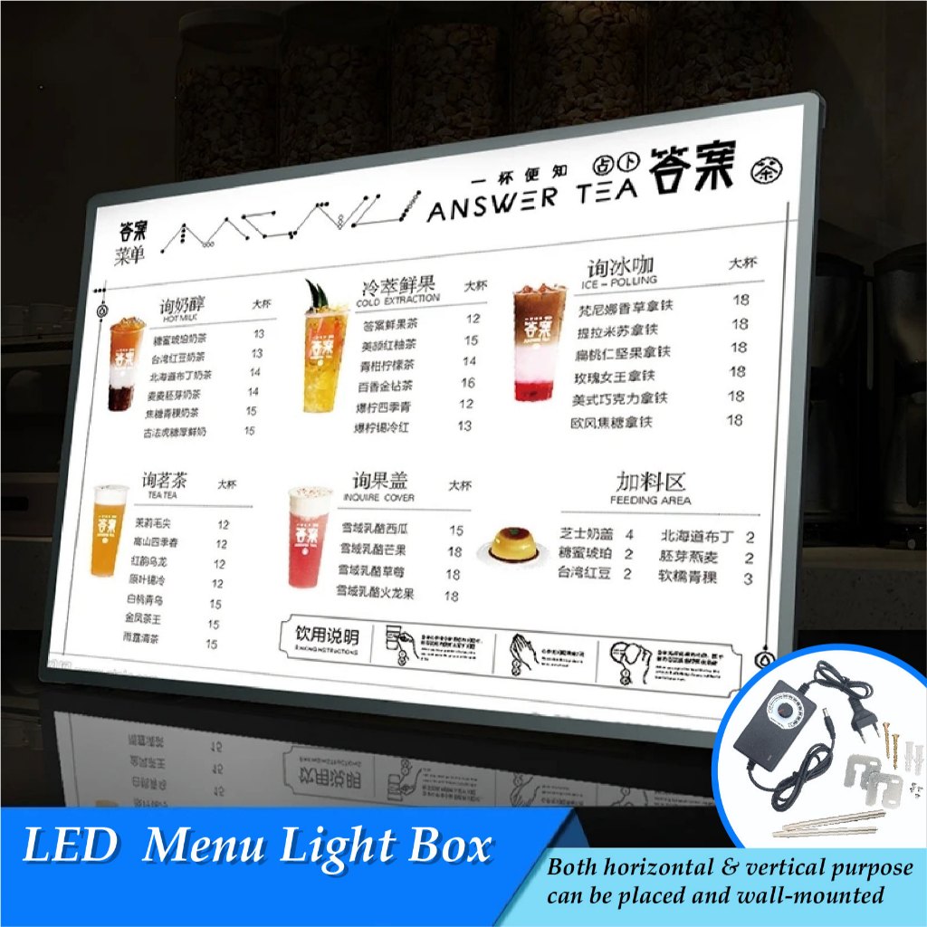 Light box price list menu LED luminous ordering card vertical ordering advertising poster display card