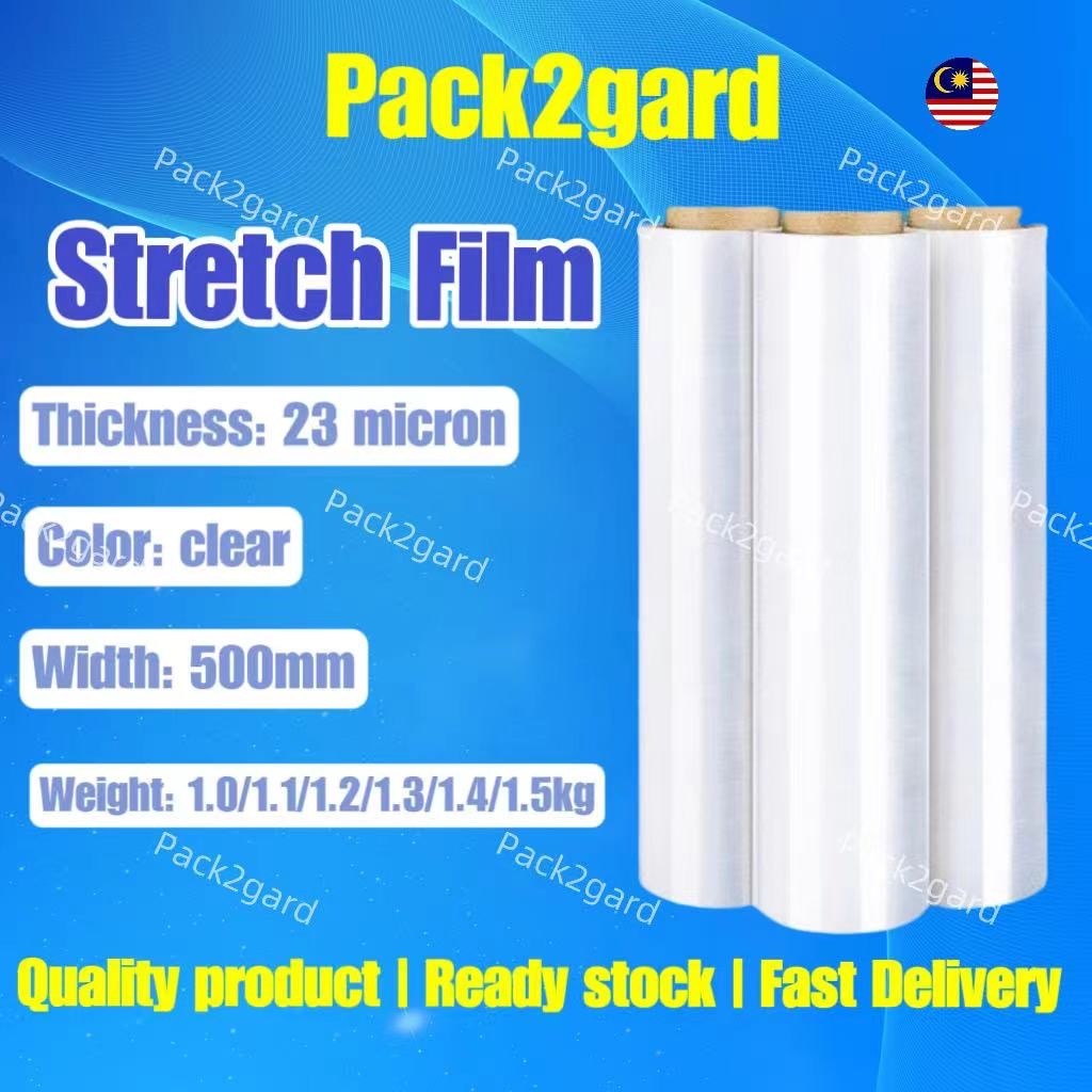 Pack2gard Stretch Film 500mm Clear 1.0Kg/1.1Kg/1.2Kg/1.3Kg/1.4kg/1.5kg / 23 micron / Hand Roll Shrink Wrap