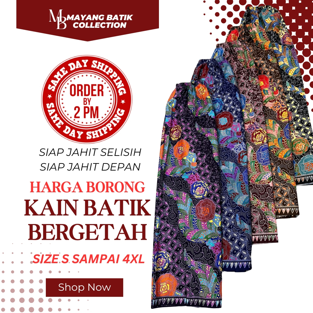 Kain Berpantang Bergetah / Kain Batik Instant / Confinement Sarong /Kain Batik Sarong Siap Getah Pinggang [1061 - 1065]