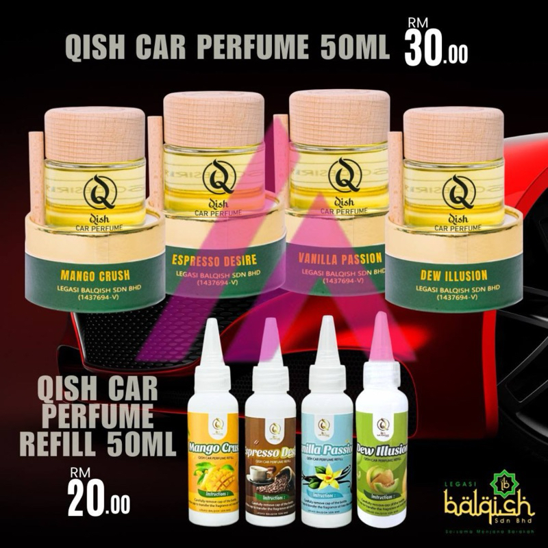 I&A Qish Car Perfume 50ML and Refill 50ML For Car & Home