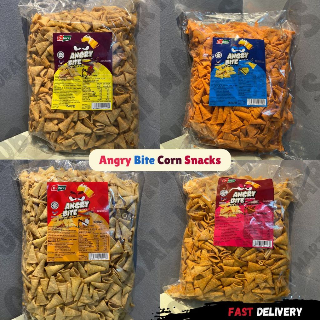 Viral D-Jack Angry Bite Snack Snek BBQ / Cheese / Chicken Flavor 1KG (Cone Shape Snacks) |Halal Certified| Hot Selling
