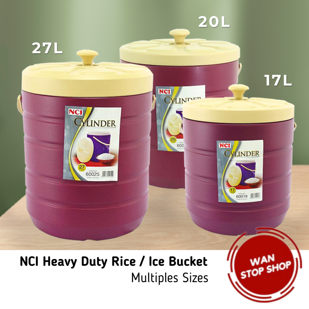 Ice Bucket / Ice Rice Cool & Warm Cylinder Bucket Cooler Box Heavy Duty Rice or Ice Storage Box - 17 / 20 / 27 Liter