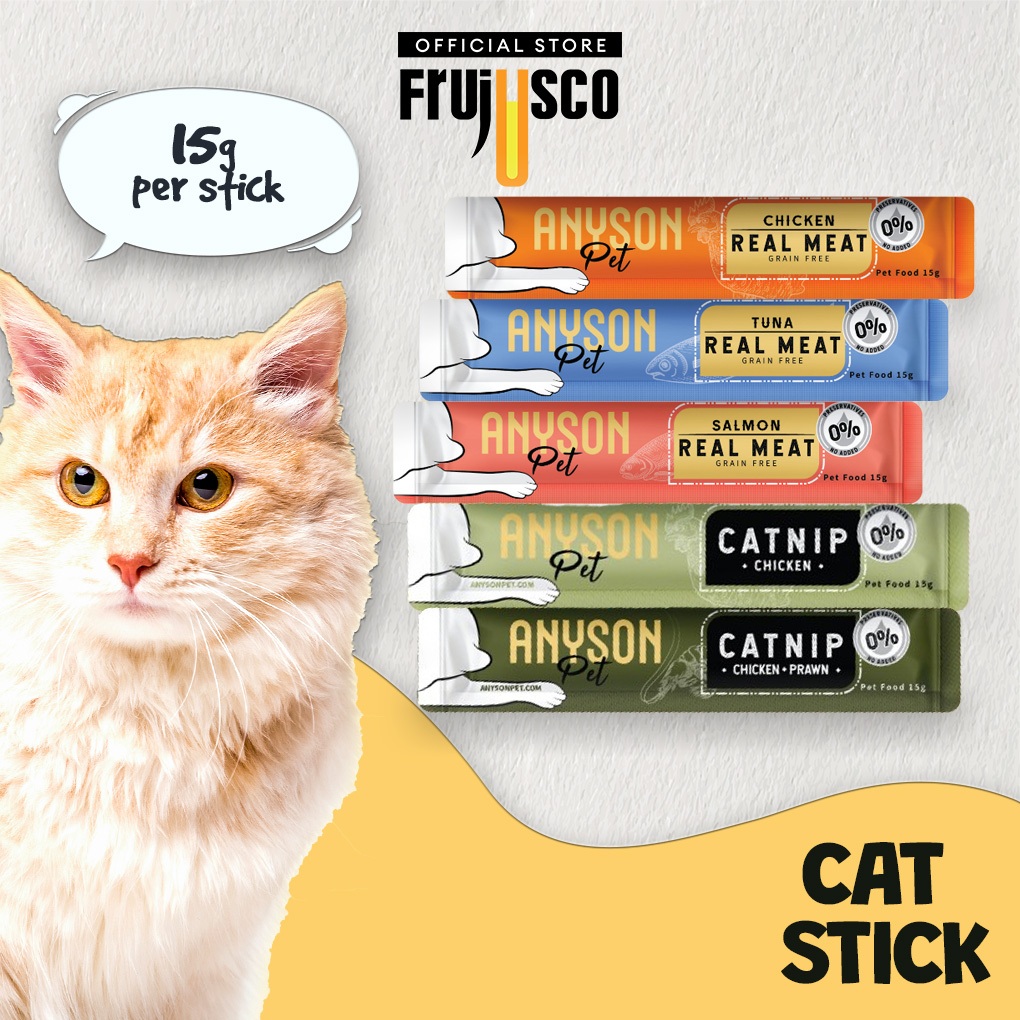 [10 Sticks] 15g Cat Snack Stick/Treats - Chicken / Tuna / Salmon - Cat Wet Food Makanan Kucing Basah