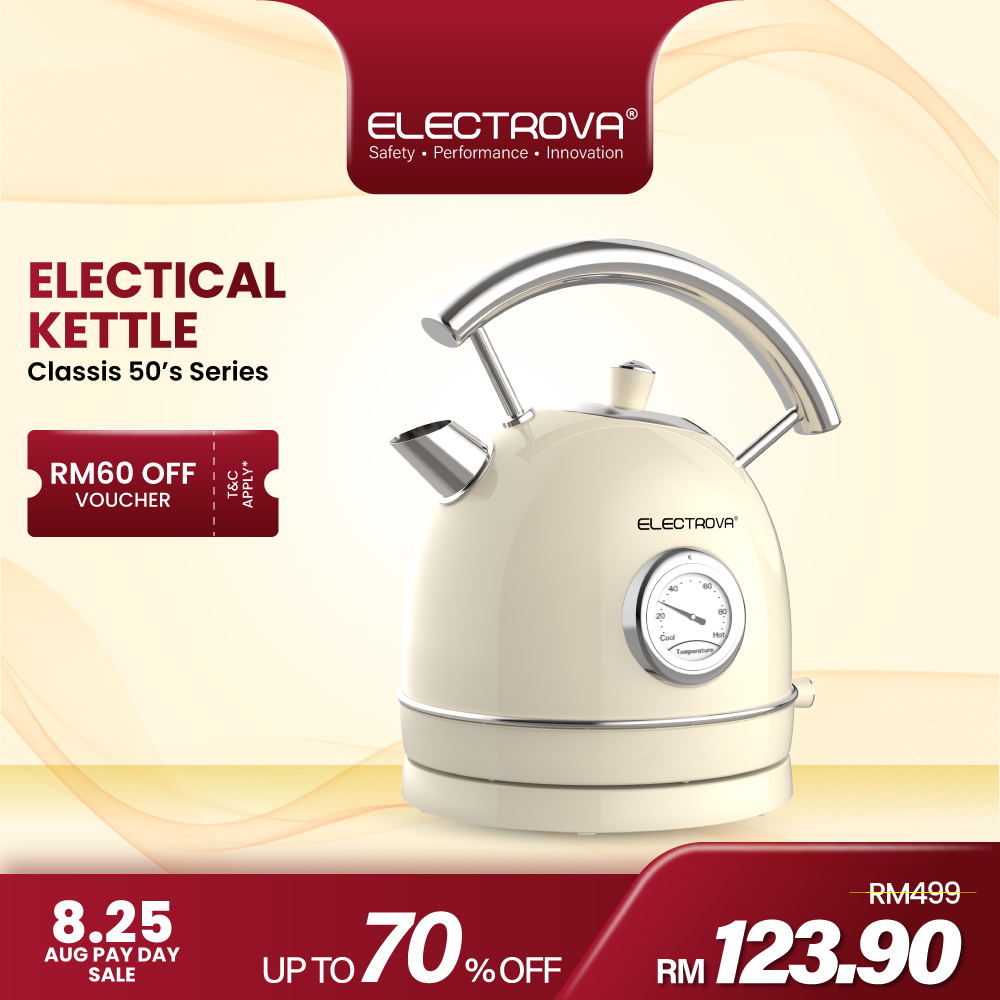 Electrova Classic 50's Series Stainless Steel Electric Kettle (1.8L)