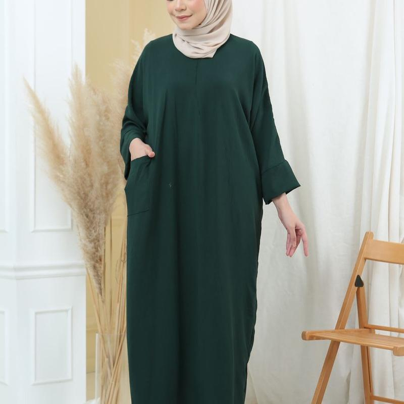 Kaftan Dress Muslimah Baju raya 2024 CEY Crepe Ironless