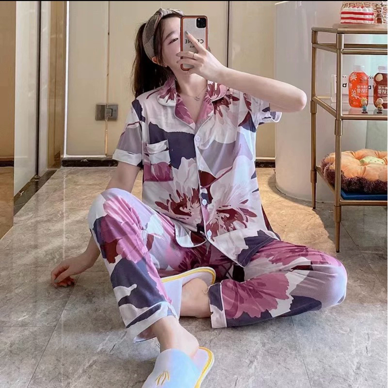 Readystock Women Pyjamas women Pajamas ladies Baju Tidur Perempuan Pyjamas perempuan Lingerie Sleepwear Nightwear