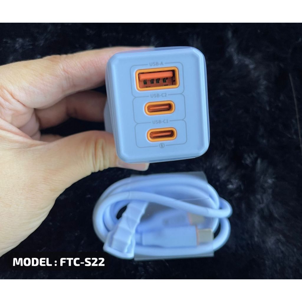 TITAN FTC-S22 GAN 65W ULTRA FAST TRAVEL CHARGER WITH TYPE-C TO TYPE-C CABLE