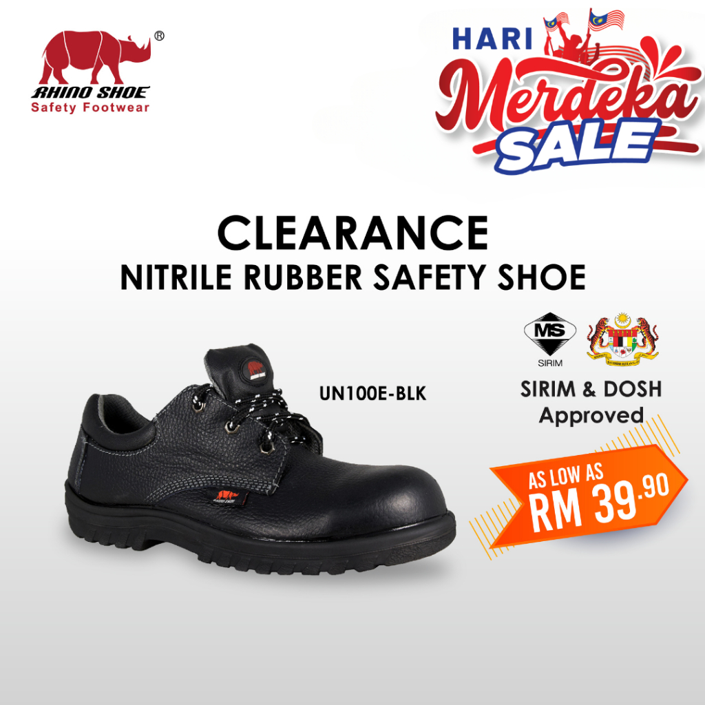 MERDEKA SALES SAFETYWARE RHINO NITRILE RUBBER SAFETY SHOE ANTI GELINCIR